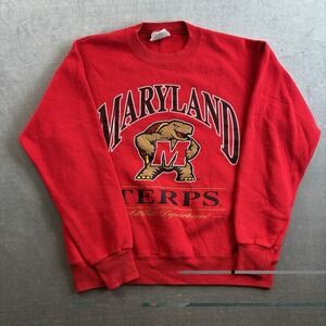 Vintage Lee Sport Maryland Terps Crewneck Sweatshirt Red Men's Medium